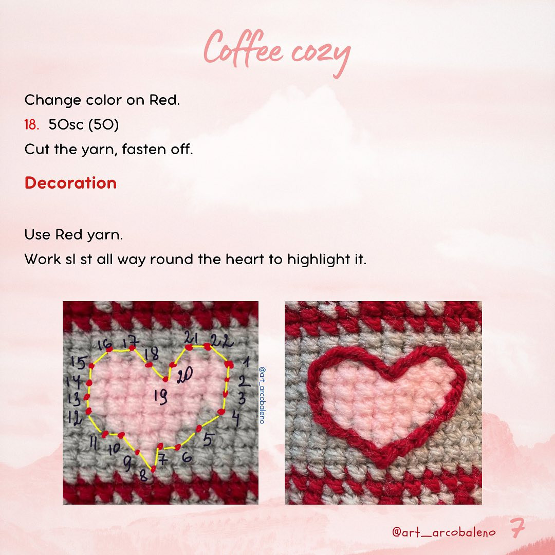 Free Crochet Pattern: Valentine's Coffee Cozy Valentine's