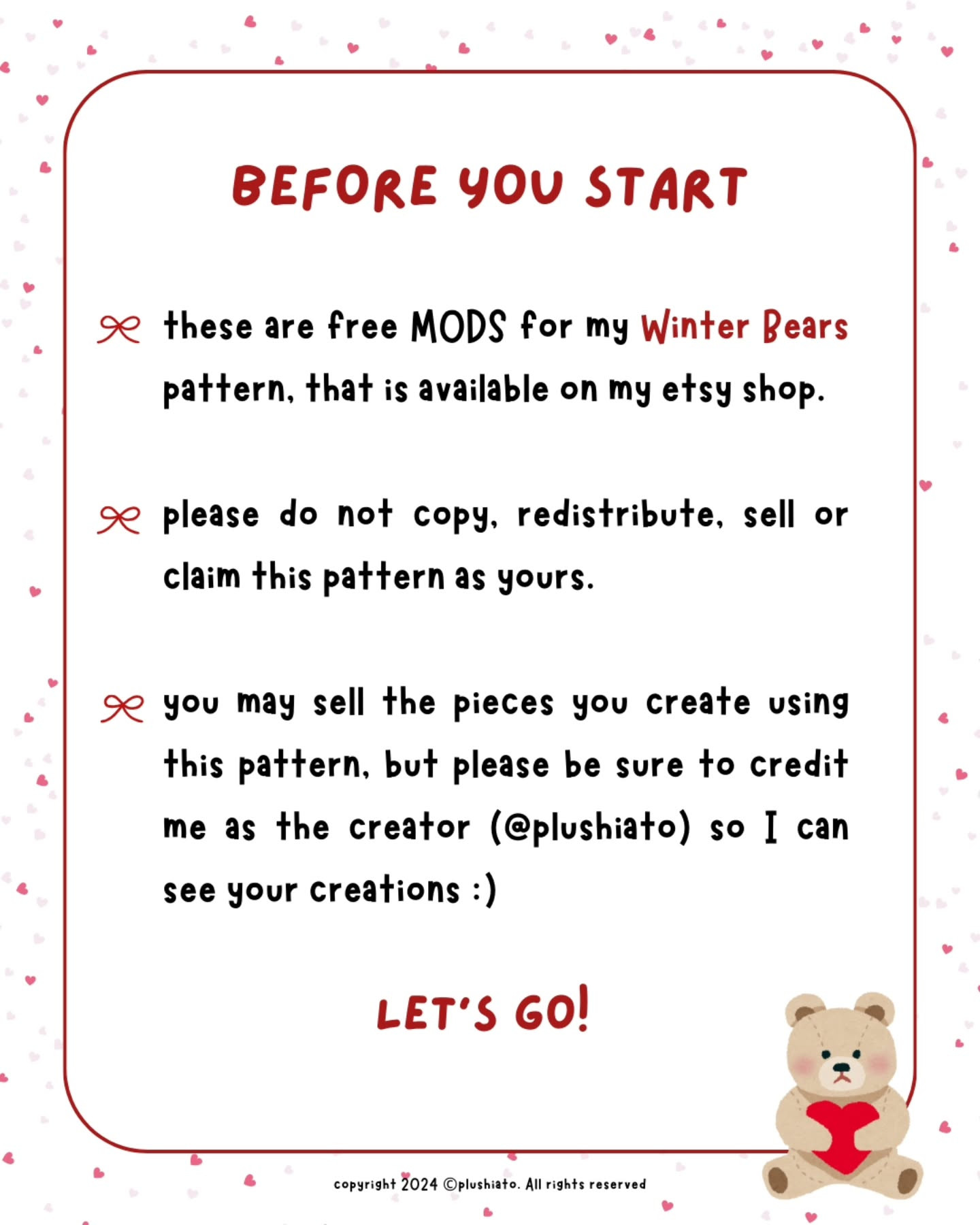 Free Crochet Pattern: Valentine's Day Winter Bears