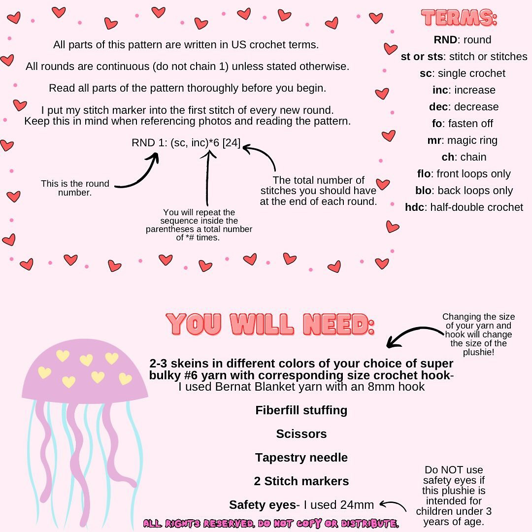 Free Crochet Pattern: Valentine's Jellyfish Amigurumi