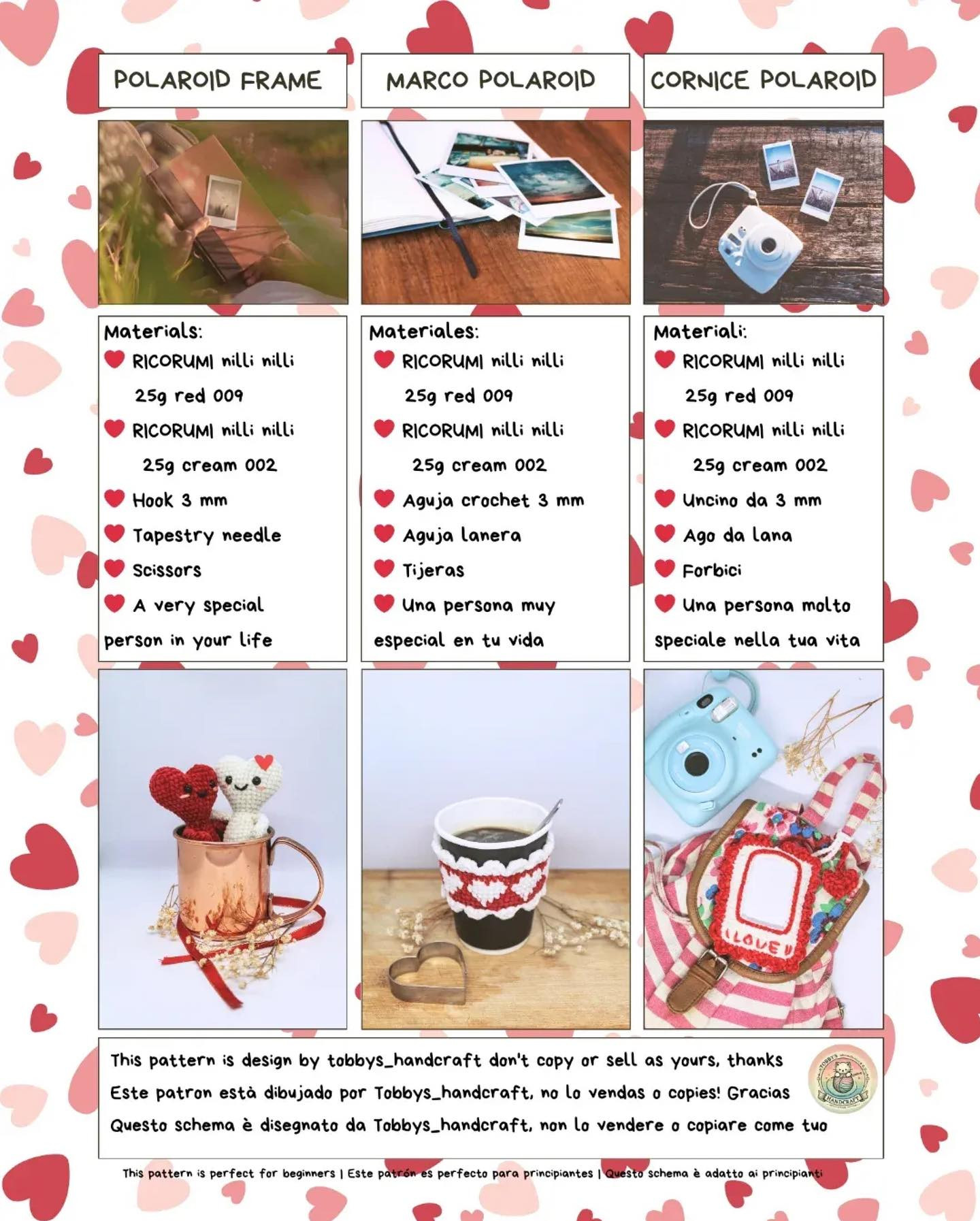 Free Crochet Pattern: Valentine's Polaroid Frame