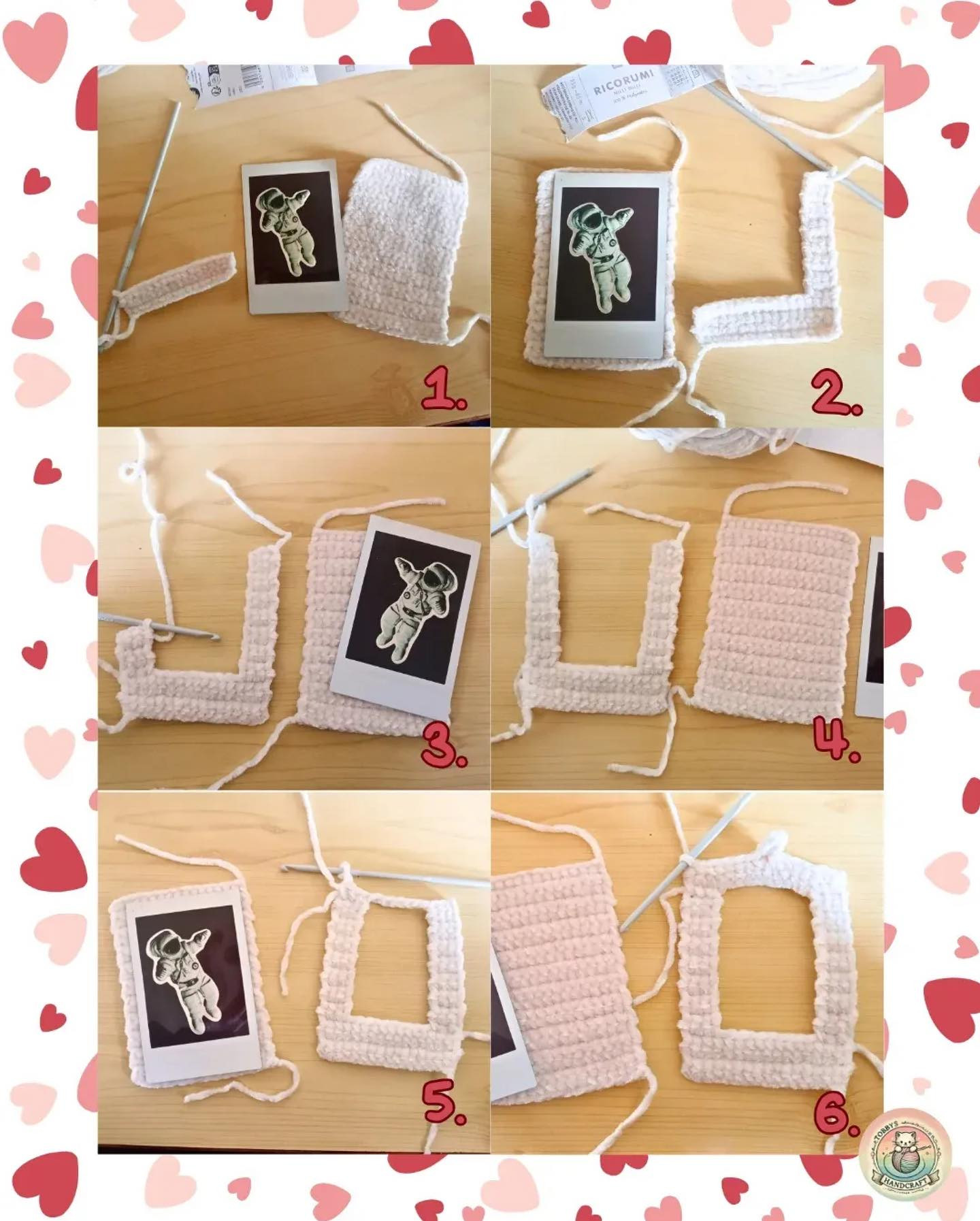Free Crochet Pattern: Valentine's Polaroid Frame