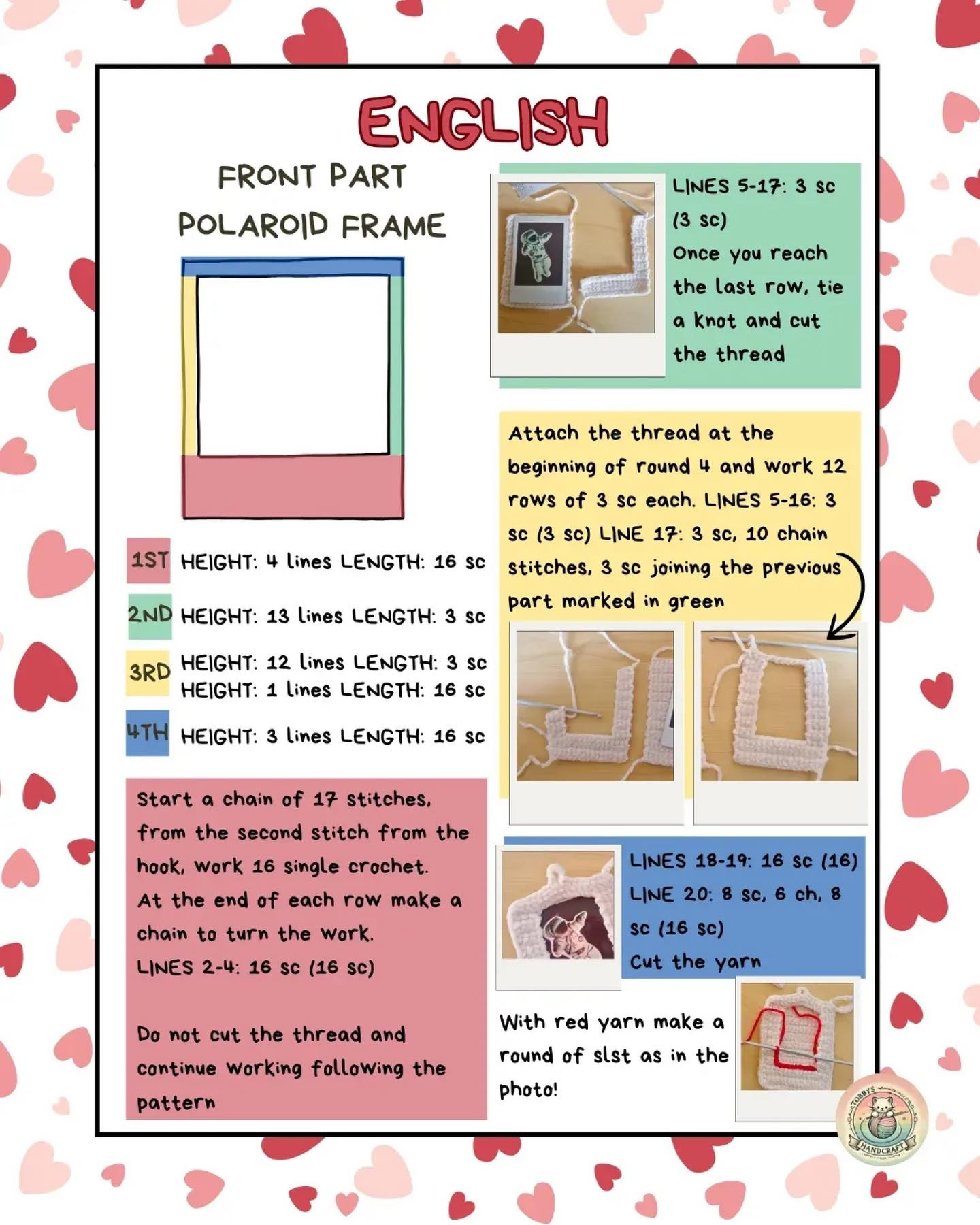 Free Crochet Pattern: Valentine's Polaroid Frame