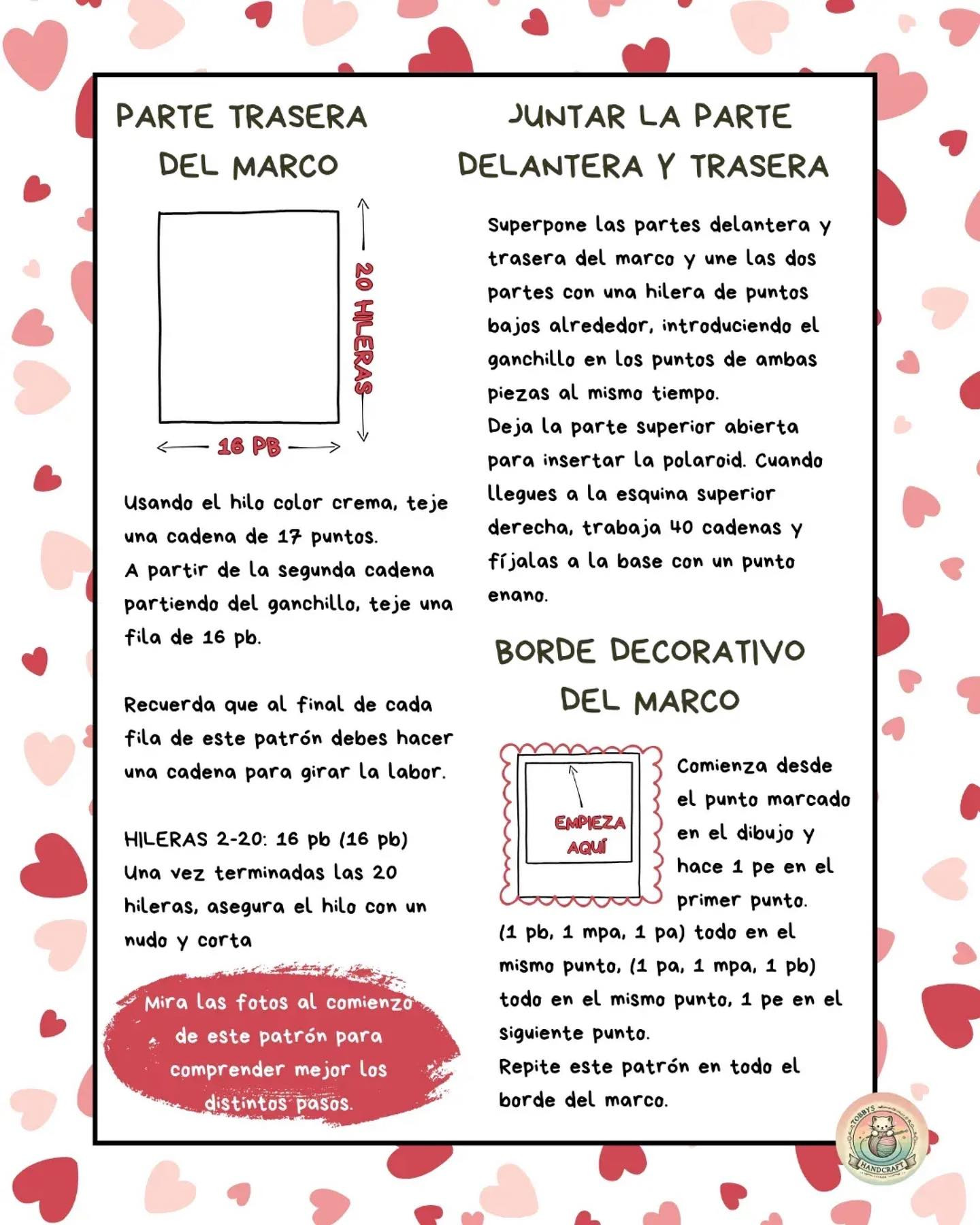 Free Crochet Pattern: Valentine's Polaroid Frame