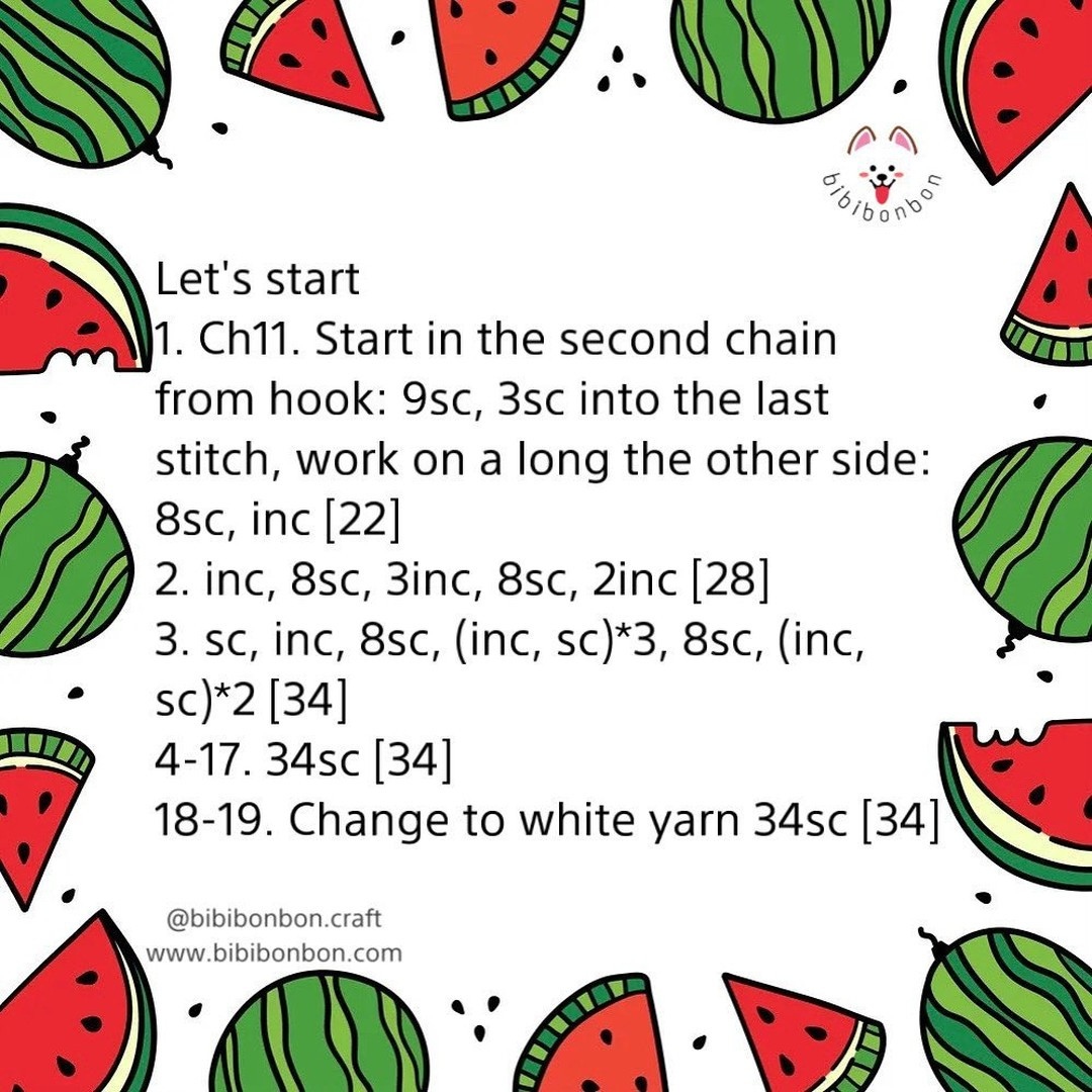 Free Crochet Pattern: Watermelon Keychains