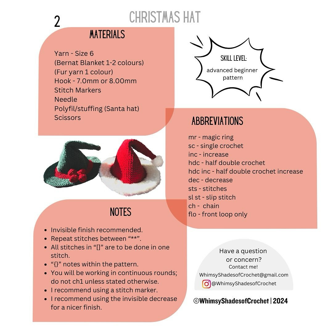 Free Crochet Pattern: Witchy Vibes Christmas Hats