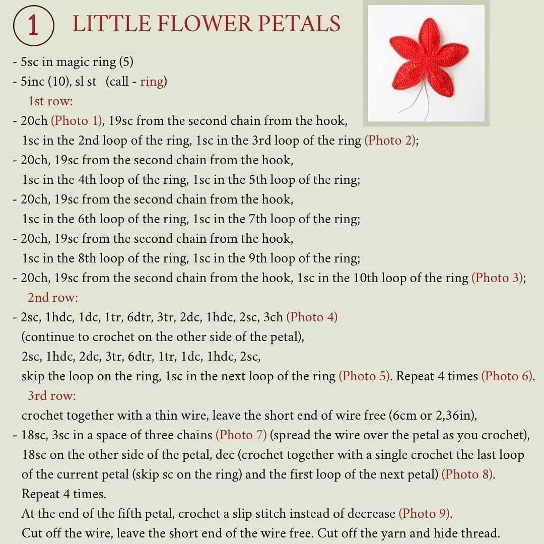 Free Crochet Poinsettia Flower Pattern