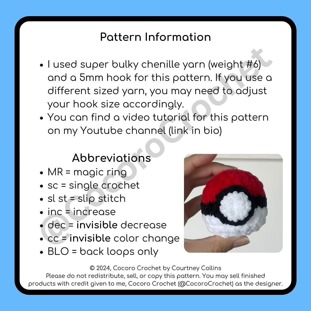 Free Crochet Pokeball Pattern