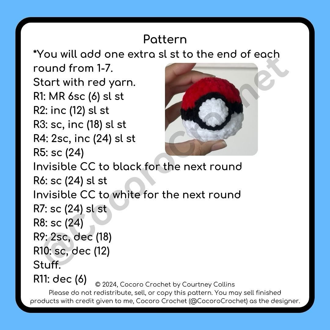 Free Crochet Pokeball Pattern