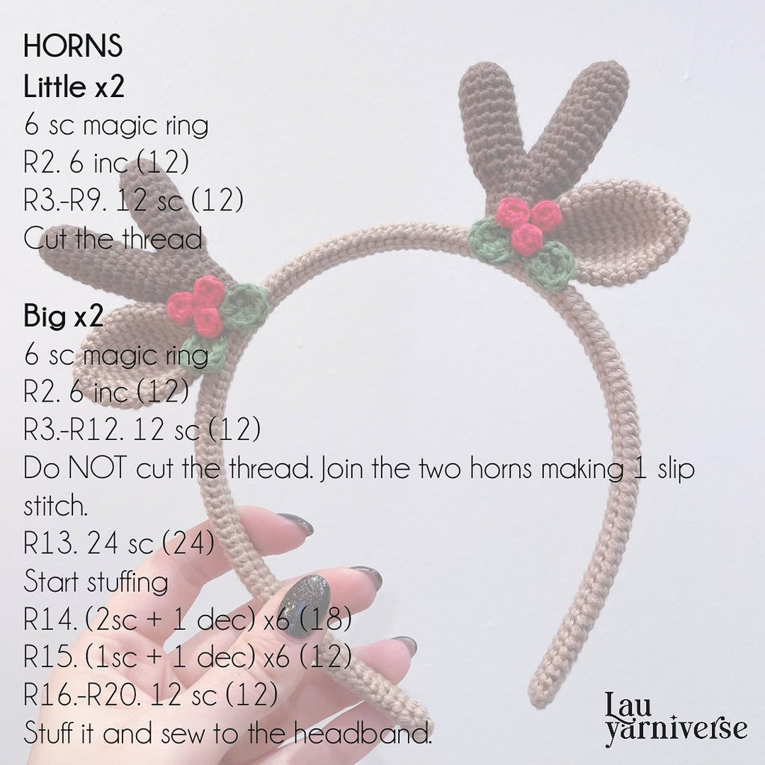 Free Crochet Reindeer Antler Headband Pattern