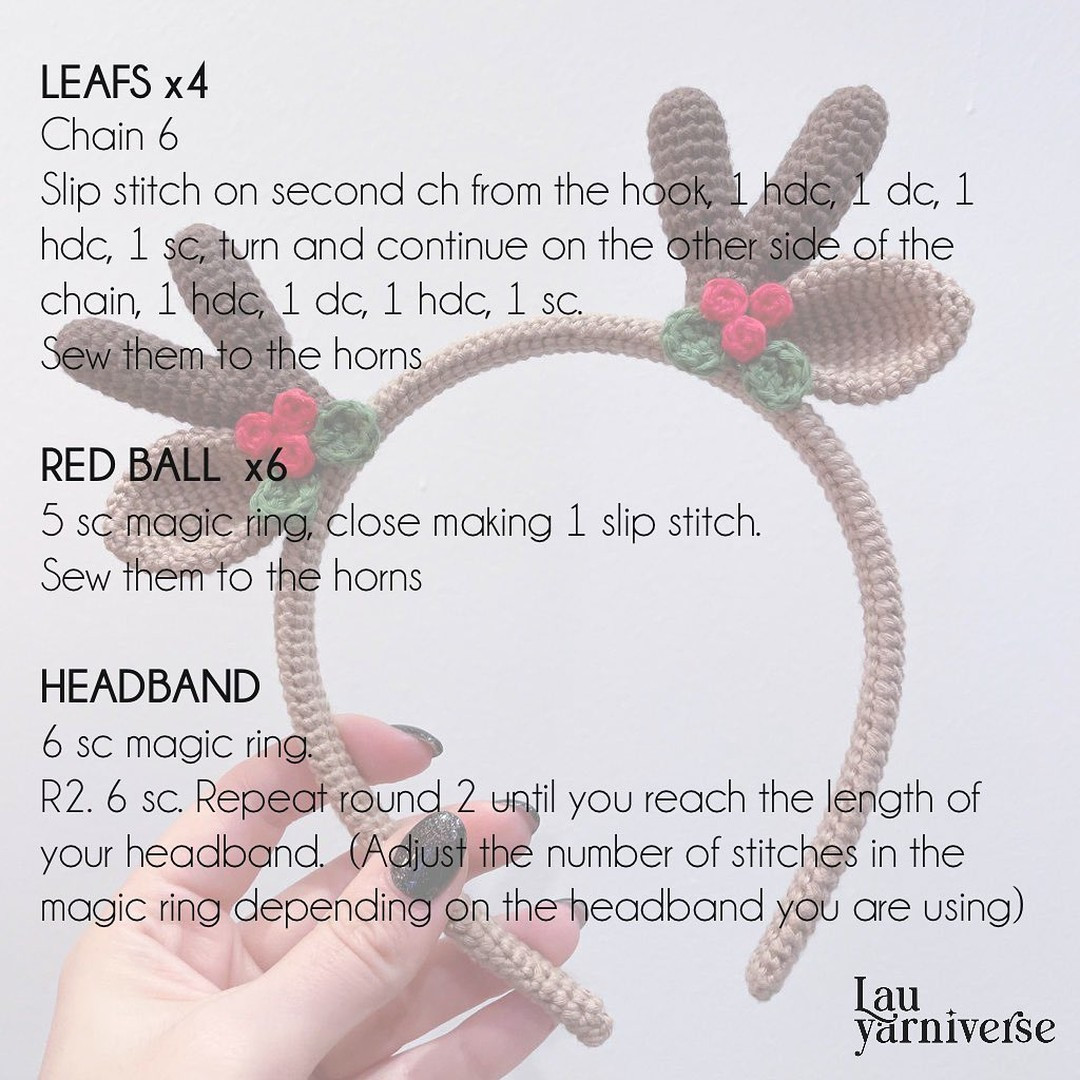 Free Crochet Reindeer Antler Headband Pattern