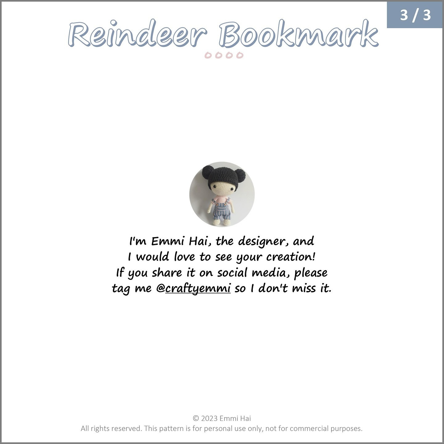 Free Crochet Reindeer Bookmark Pattern