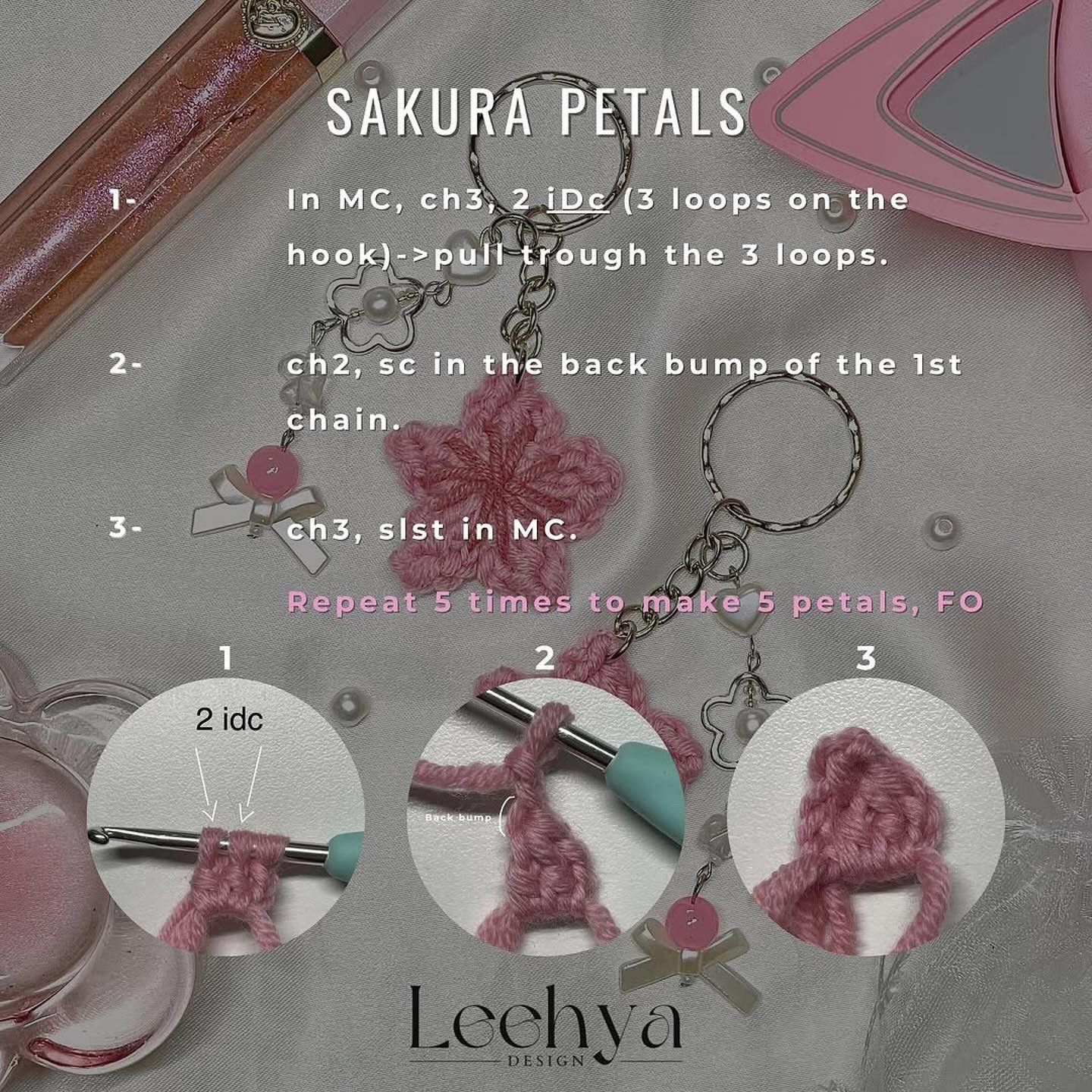 Free Crochet Sakura Keychain Pattern & Giveaway