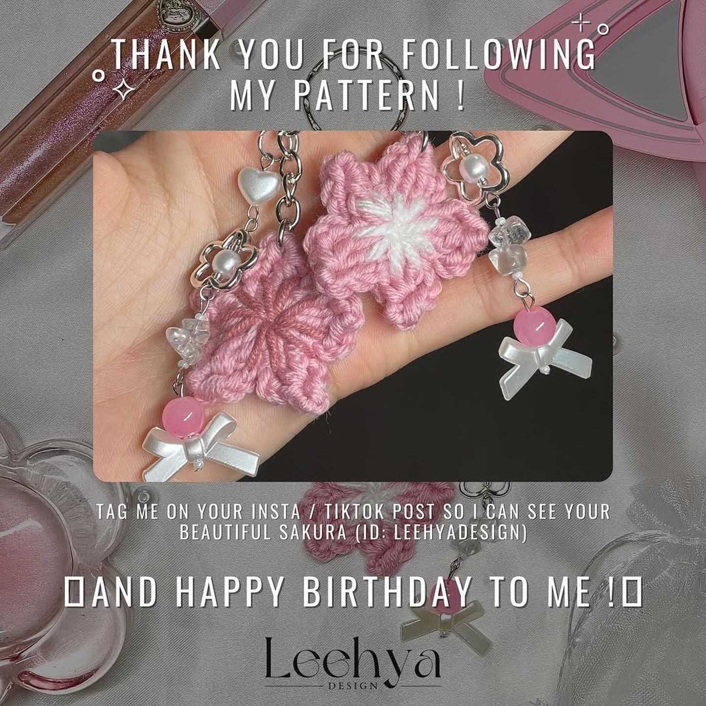 Free Crochet Sakura Keychain Pattern & Giveaway
