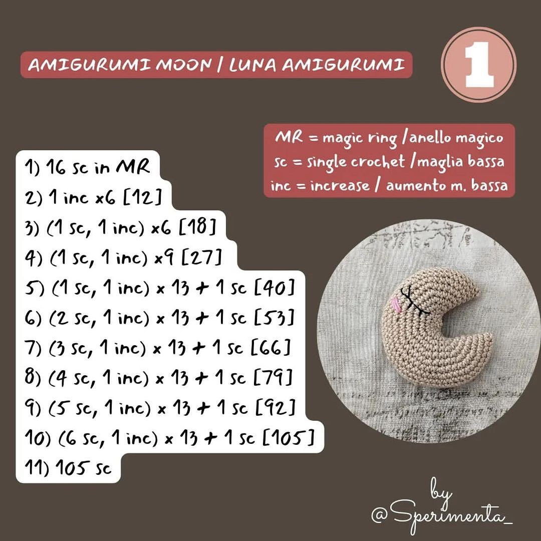 Free Crochet Sleeping Moon Pattern