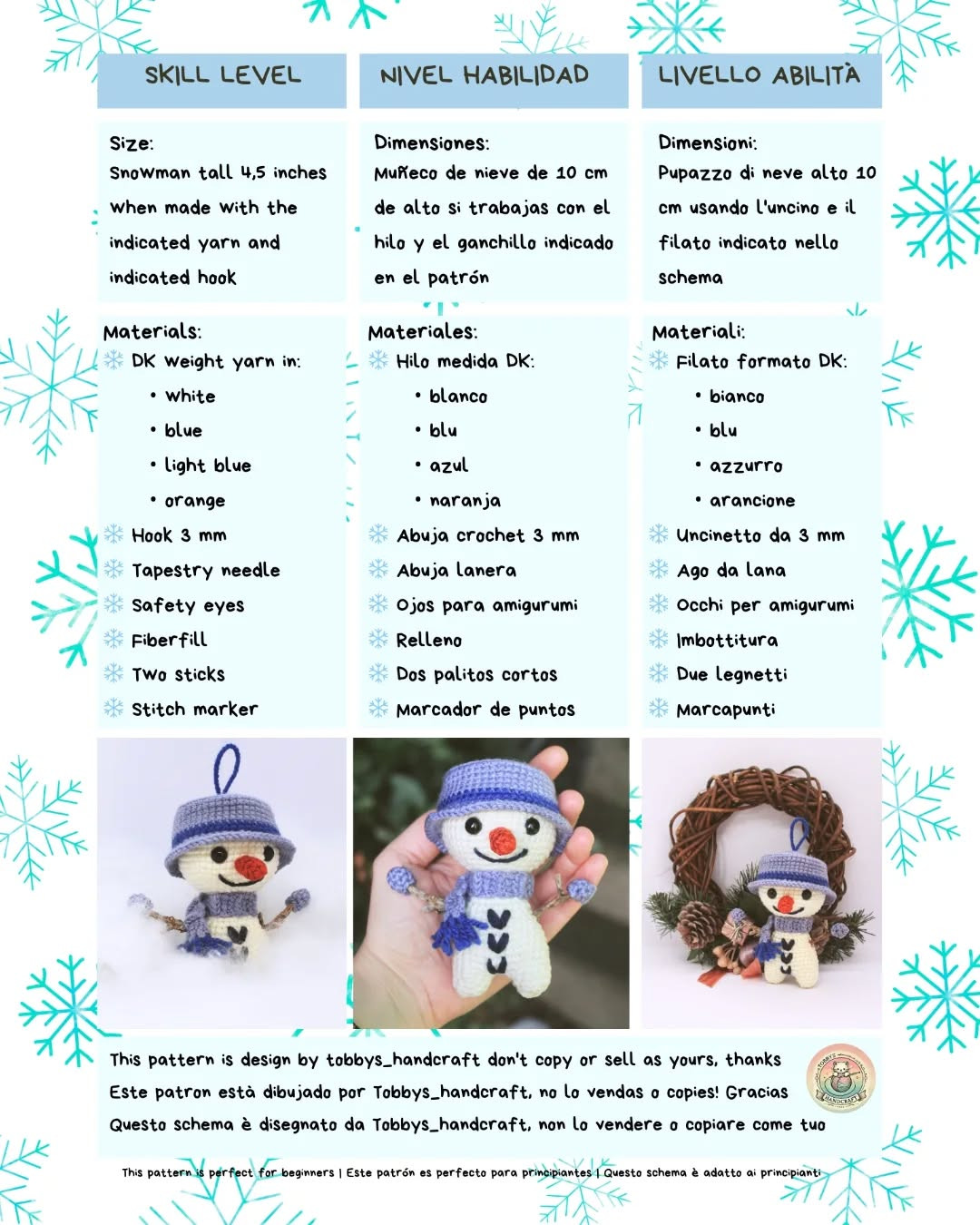 Free Crochet Snowman Pattern: 1-Hour Project