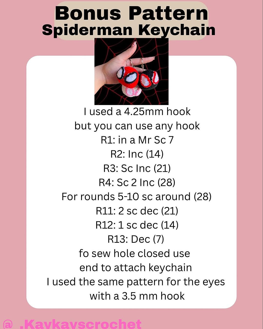Free Crochet Spider-Man Hang & Keychain Pattern