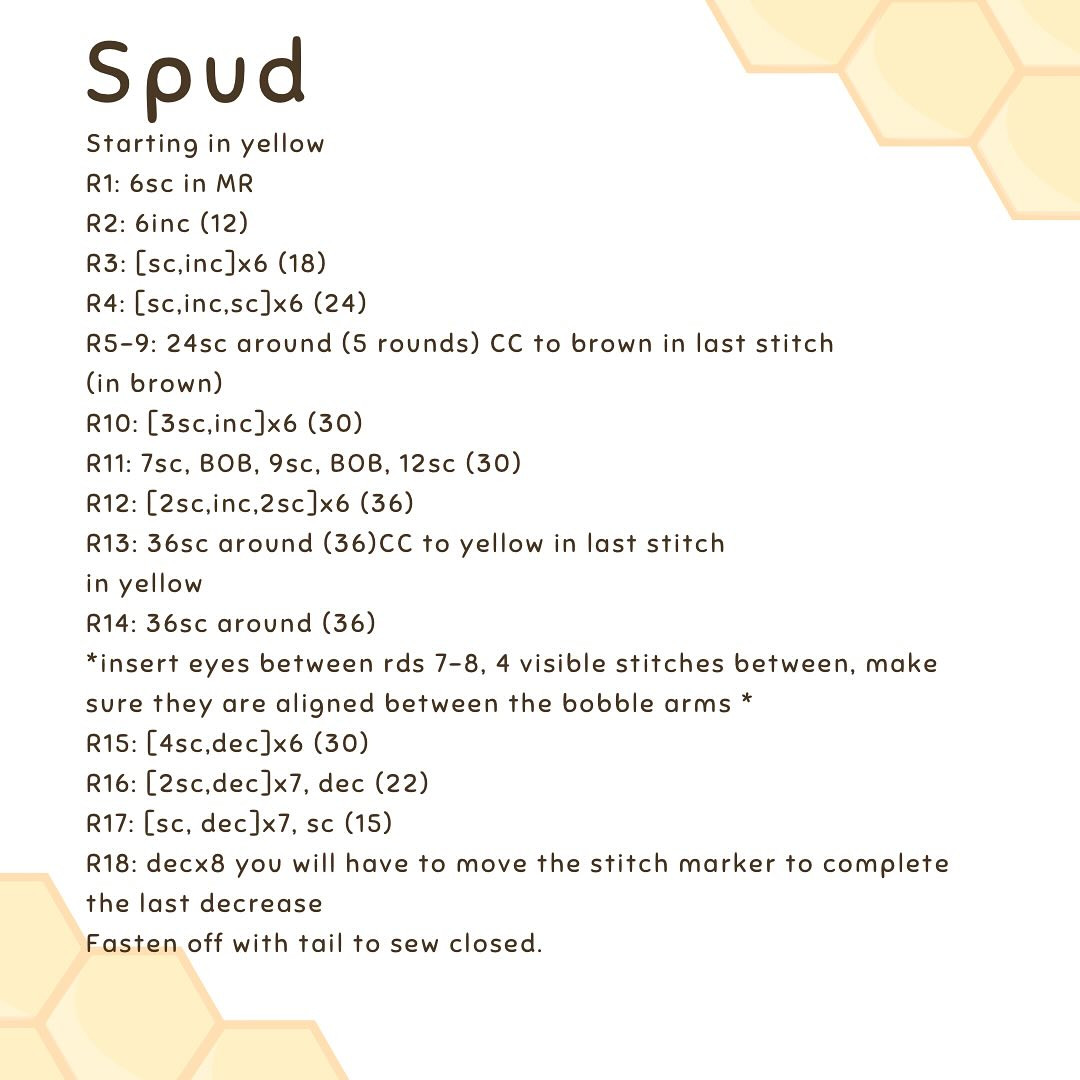 Free Crochet Spud Bee Mod Pattern: No Sew Required!