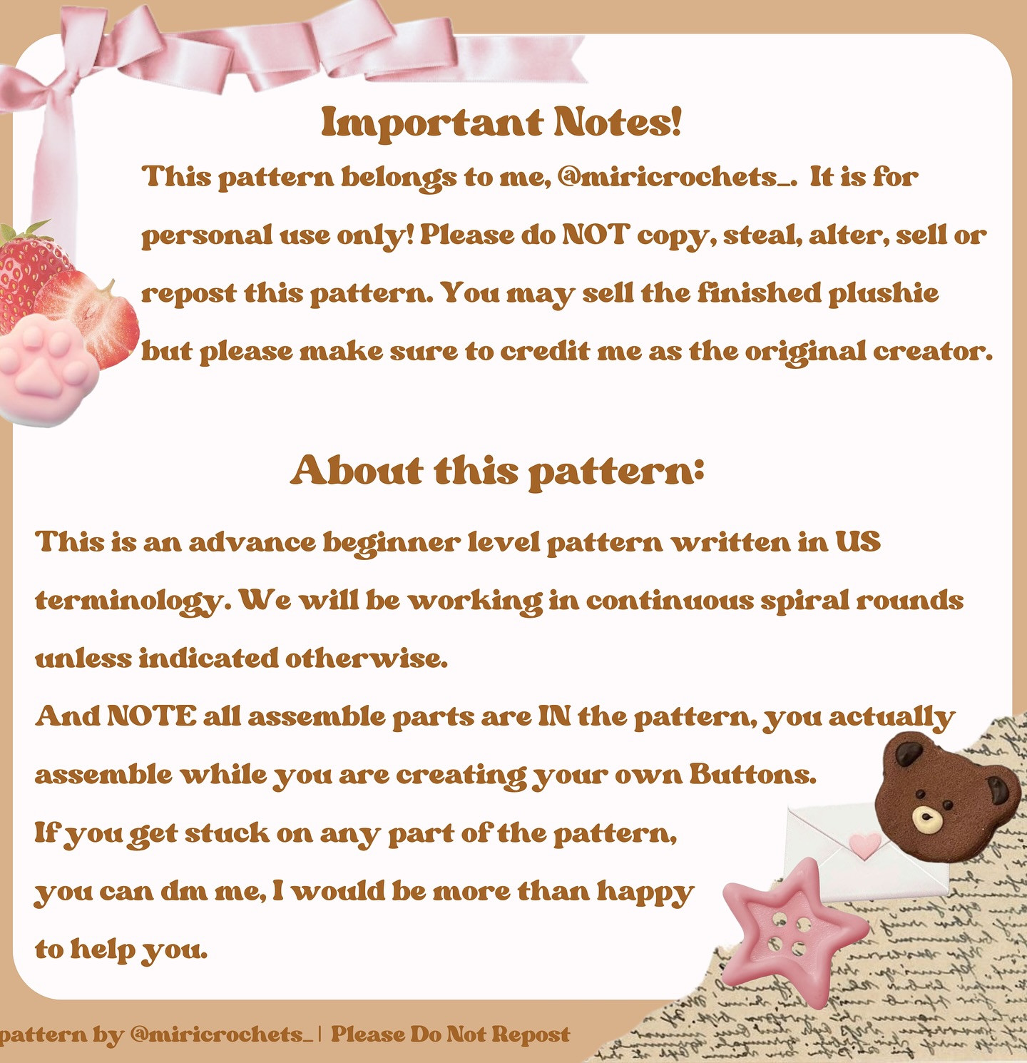 Free Crochet Strawberry Bear Pattern!