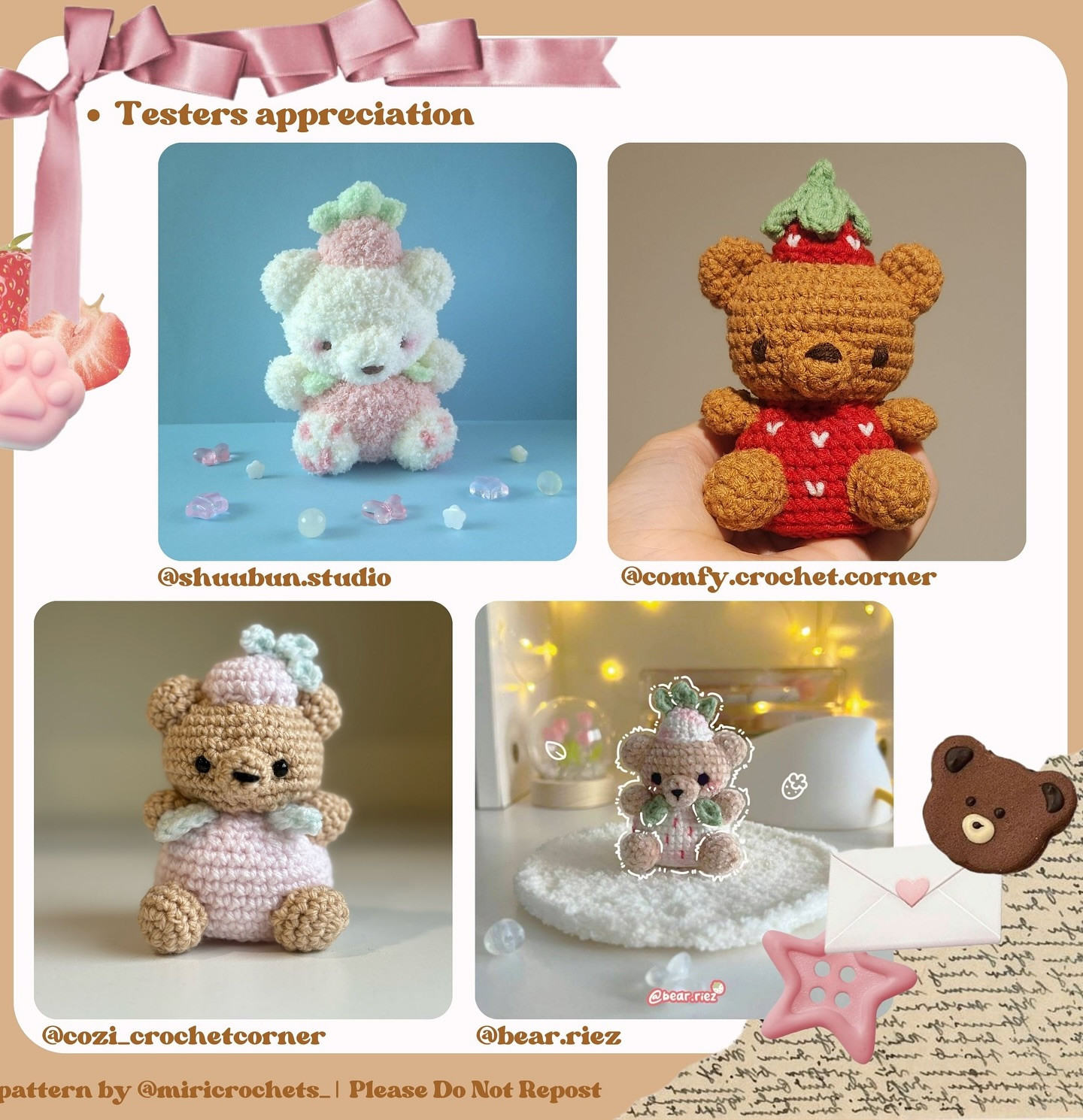 Free Crochet Strawberry Bear Pattern!