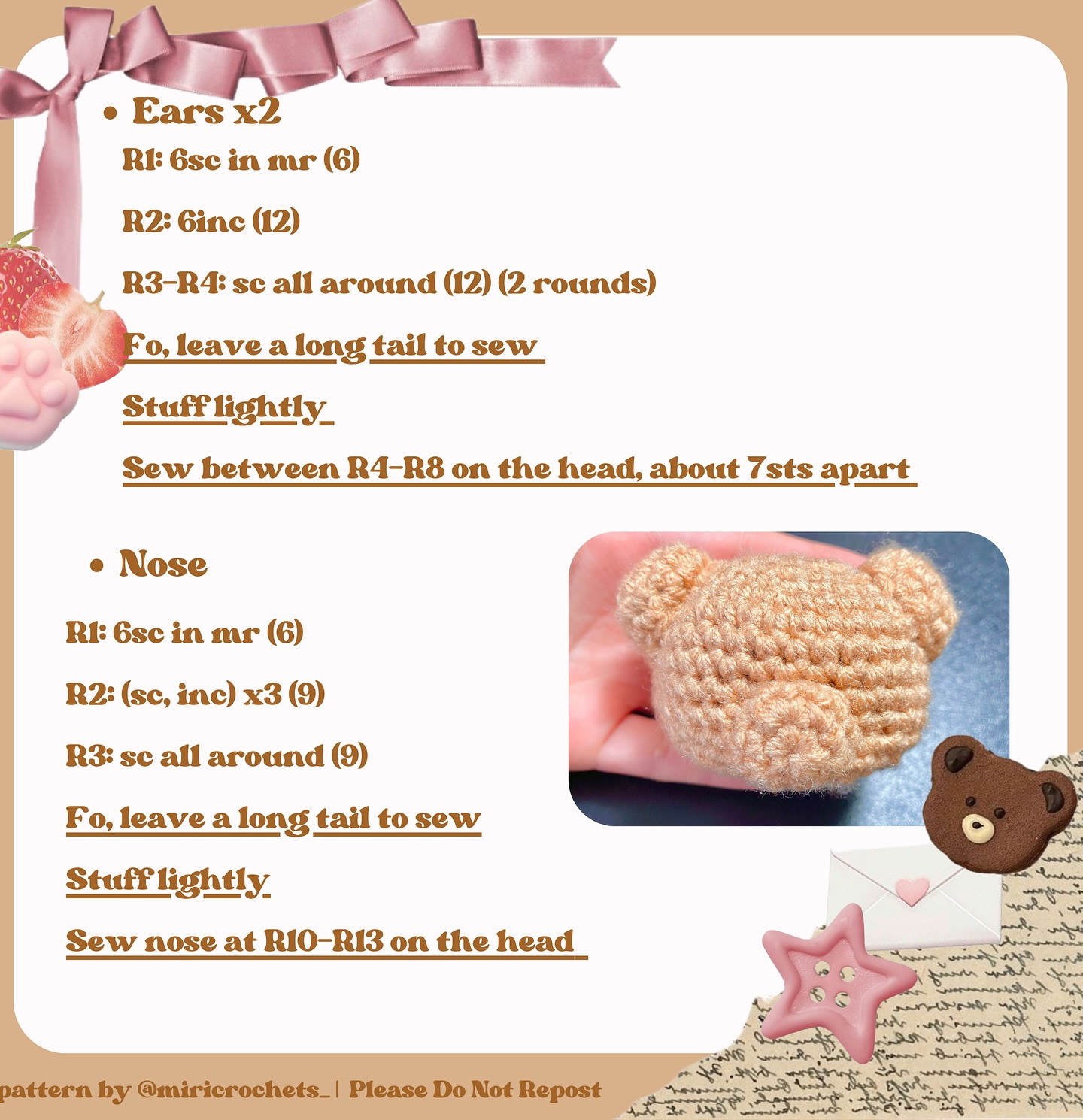 Free Crochet Strawberry Bear Pattern!