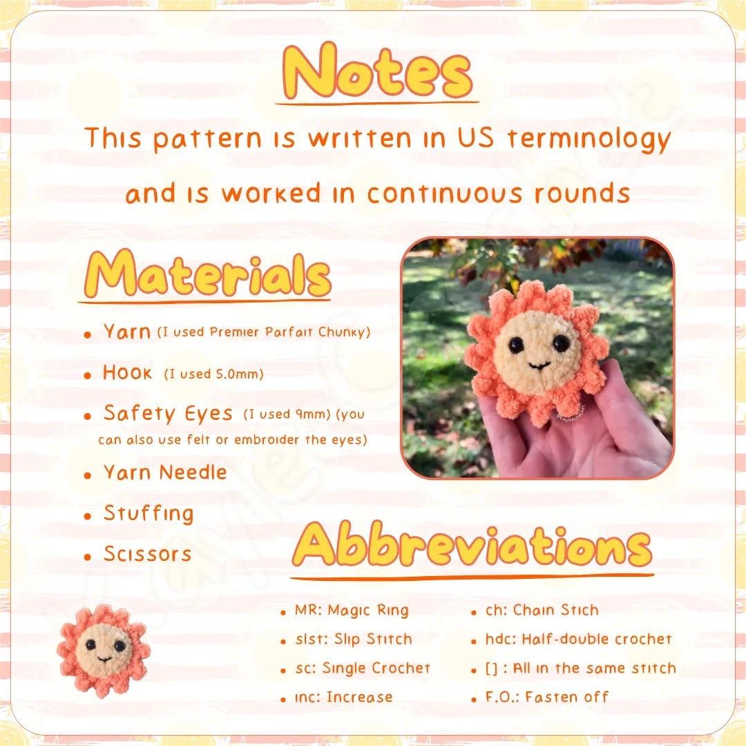 Free Crochet Sun Pattern: No Sew!