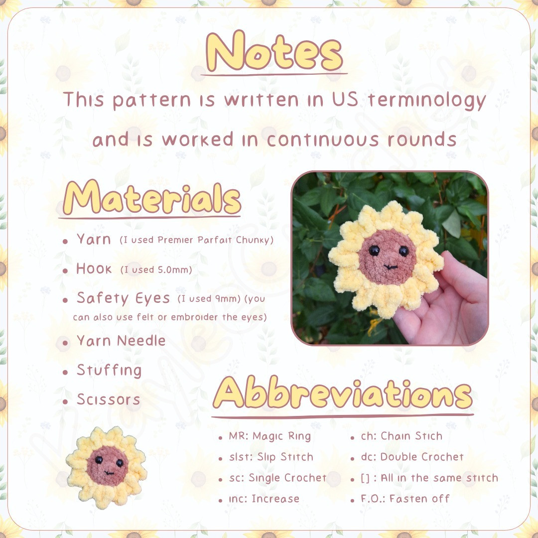 Free Crochet Sunflower Pattern