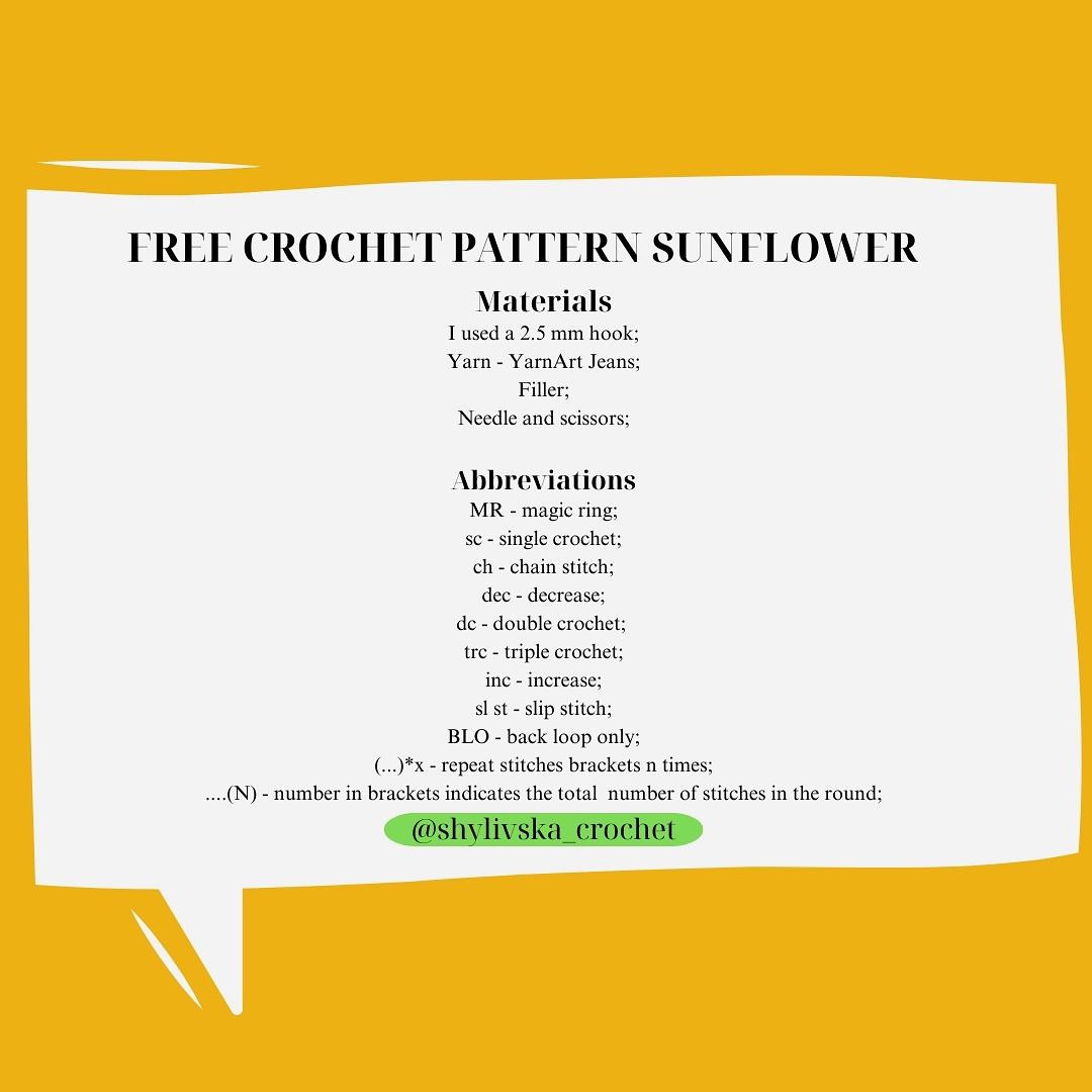 Free Crochet Sunflower Pattern FREE PATTERN SUNFLOWER 🌻🫶