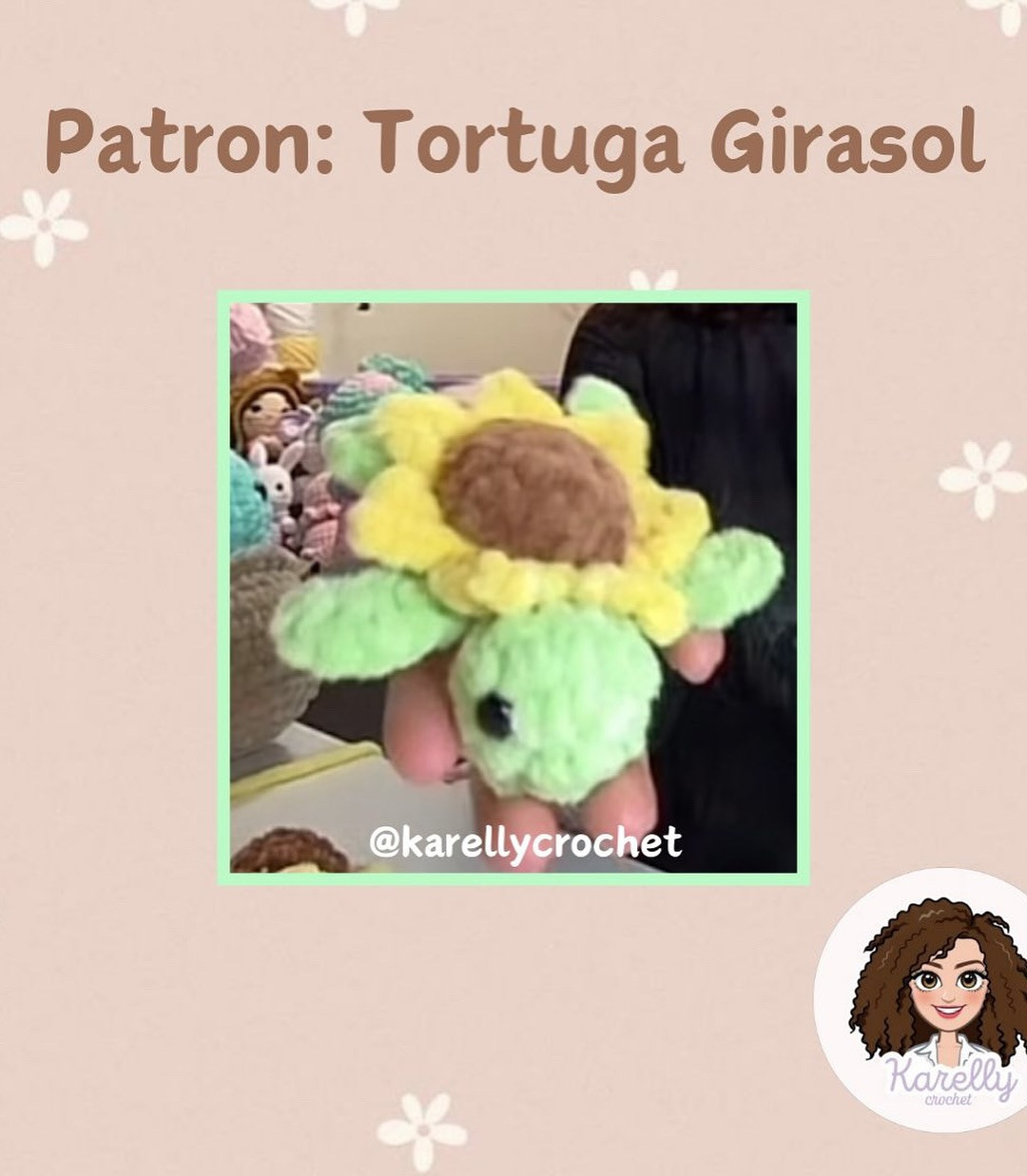 Free Crochet Sunflower Turtle Keychain Pattern