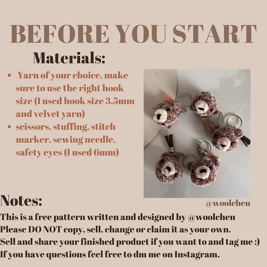 Free Crochet Teddy Bear Keychain Pattern