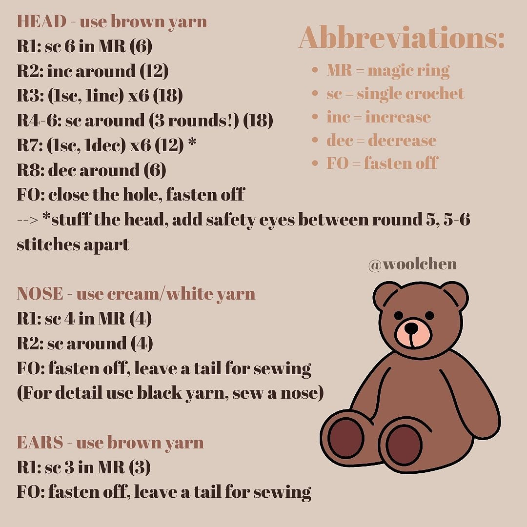 Free Crochet Teddy Bear Keychain Pattern