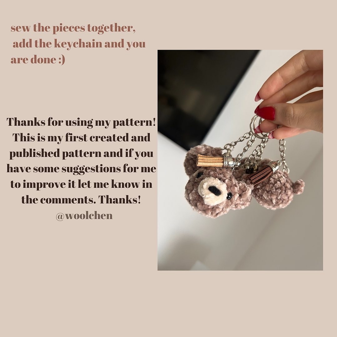 Free Crochet Teddy Bear Keychain Pattern