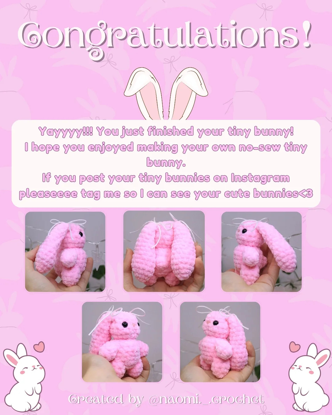 Free Crochet Tiny Bunny Pattern: No-Sew!