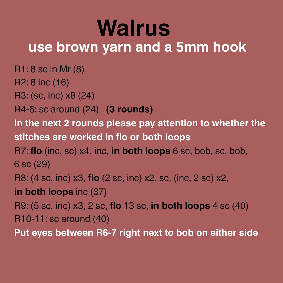 Free Crochet Walrus Pattern: Amigurumi Chart