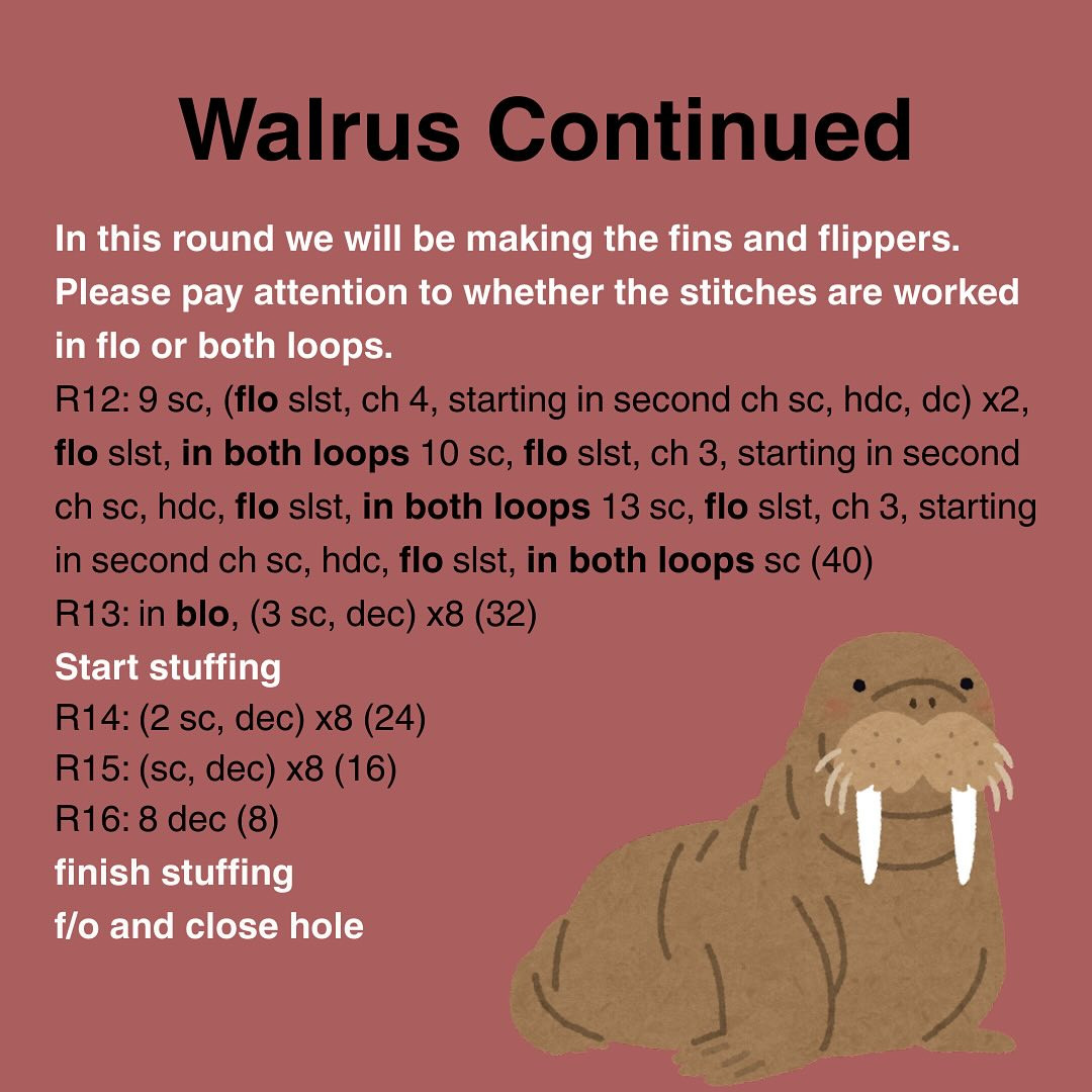 Free Crochet Walrus Pattern: Amigurumi Chart