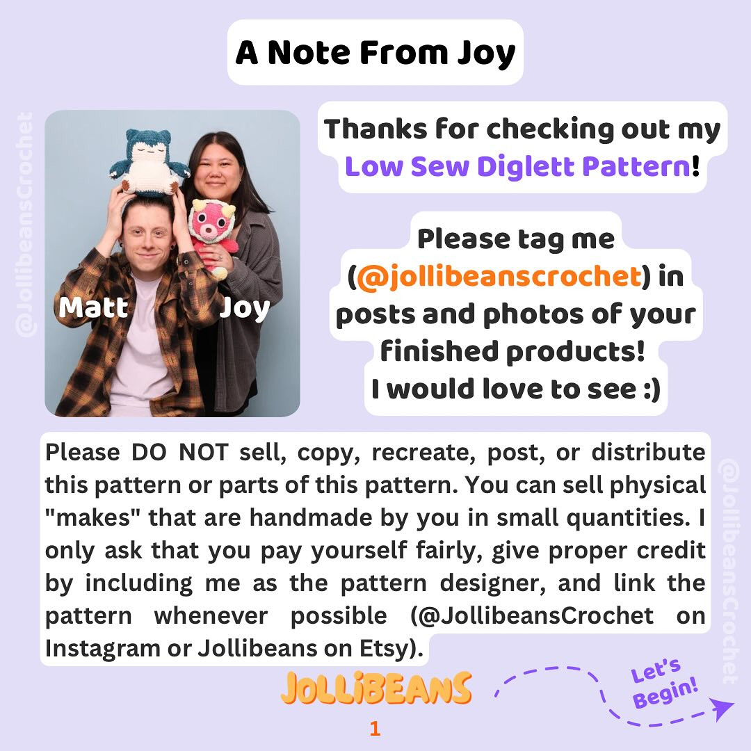 Free Diglett Crochet Pattern: Low Sew, Alolan Mod Included