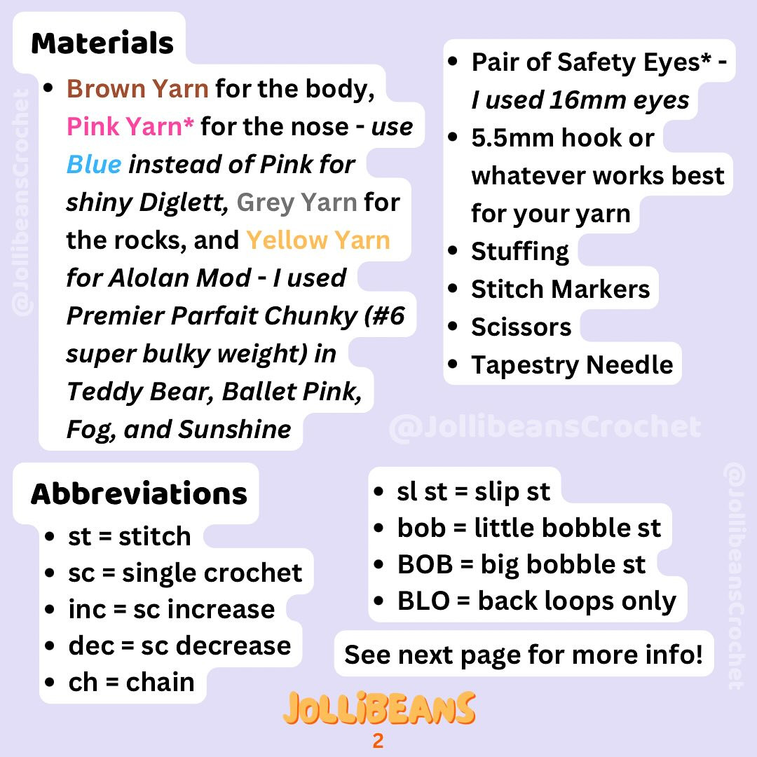 Free Diglett Crochet Pattern: Low Sew, Alolan Mod Included