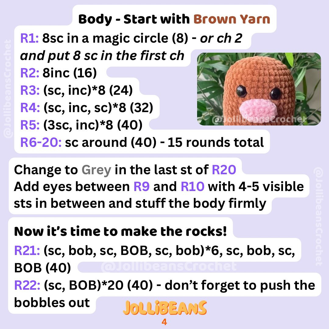 Free Diglett Crochet Pattern: Low Sew, Alolan Mod Included