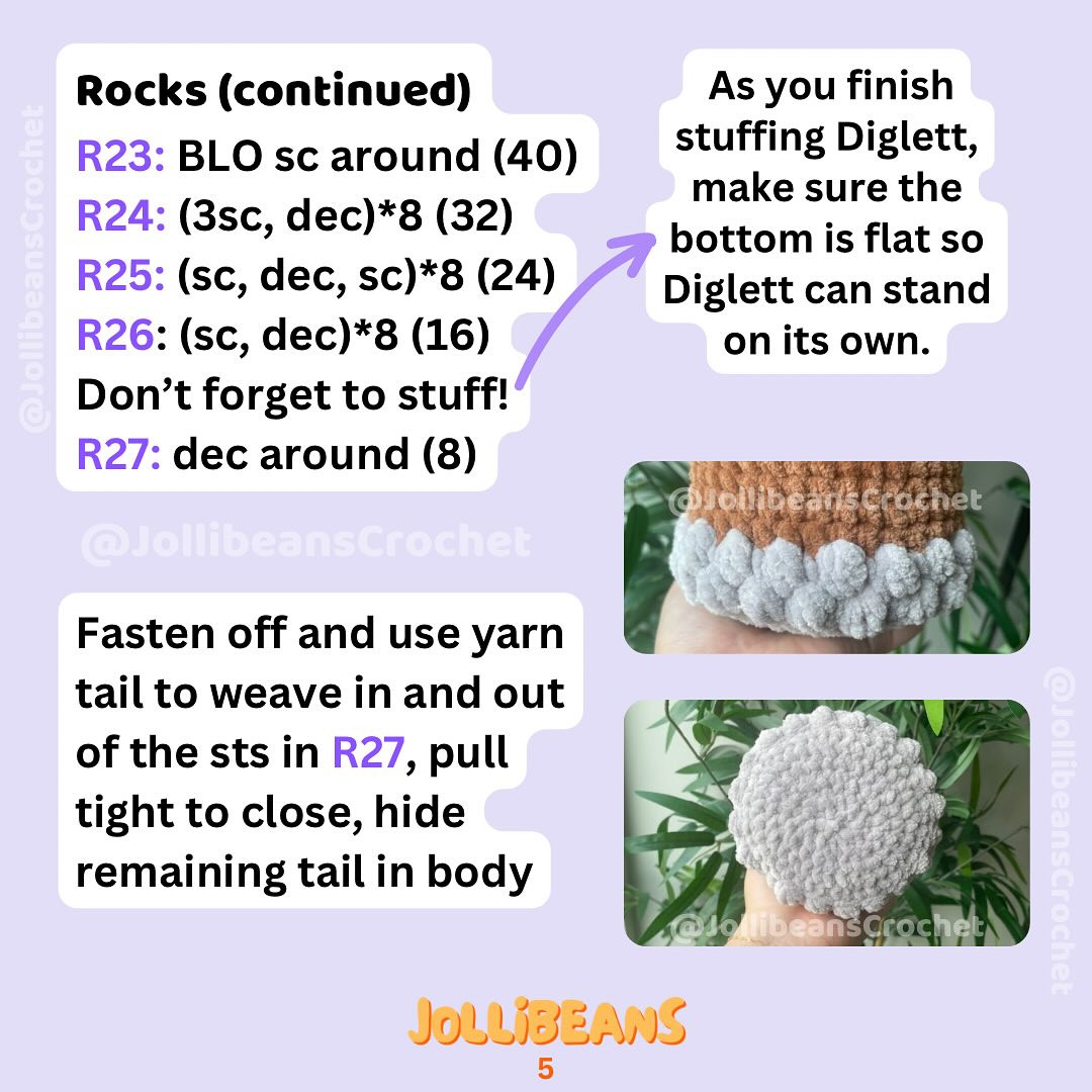 Free Diglett Crochet Pattern: Low Sew, Alolan Mod Included