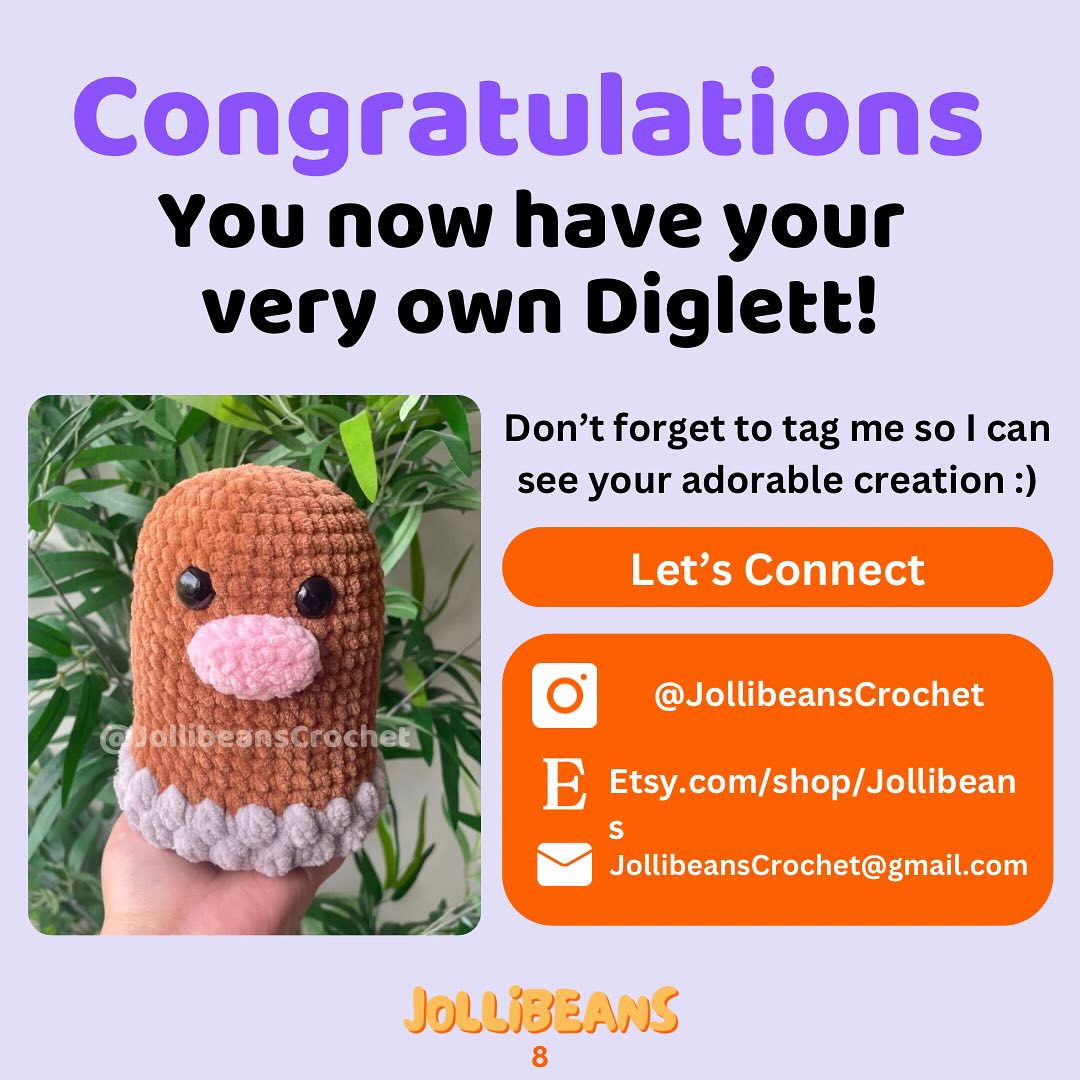 Free Diglett Crochet Pattern: Low Sew, Alolan Mod Included