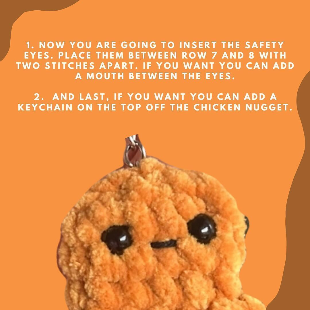 Free Easy No-Sew Crochet Chicken Nugget Keychain Pattern