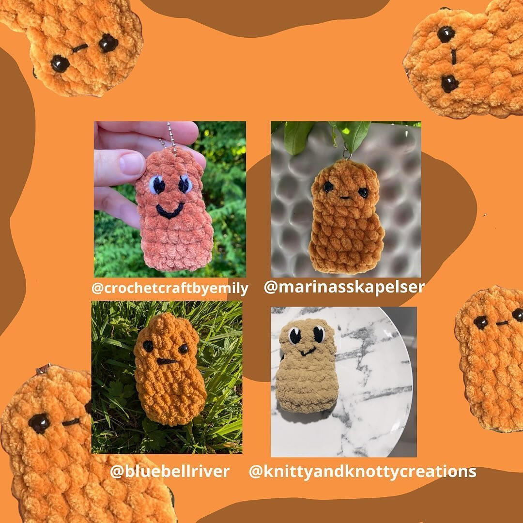 Free Easy No-Sew Crochet Chicken Nugget Keychain Pattern