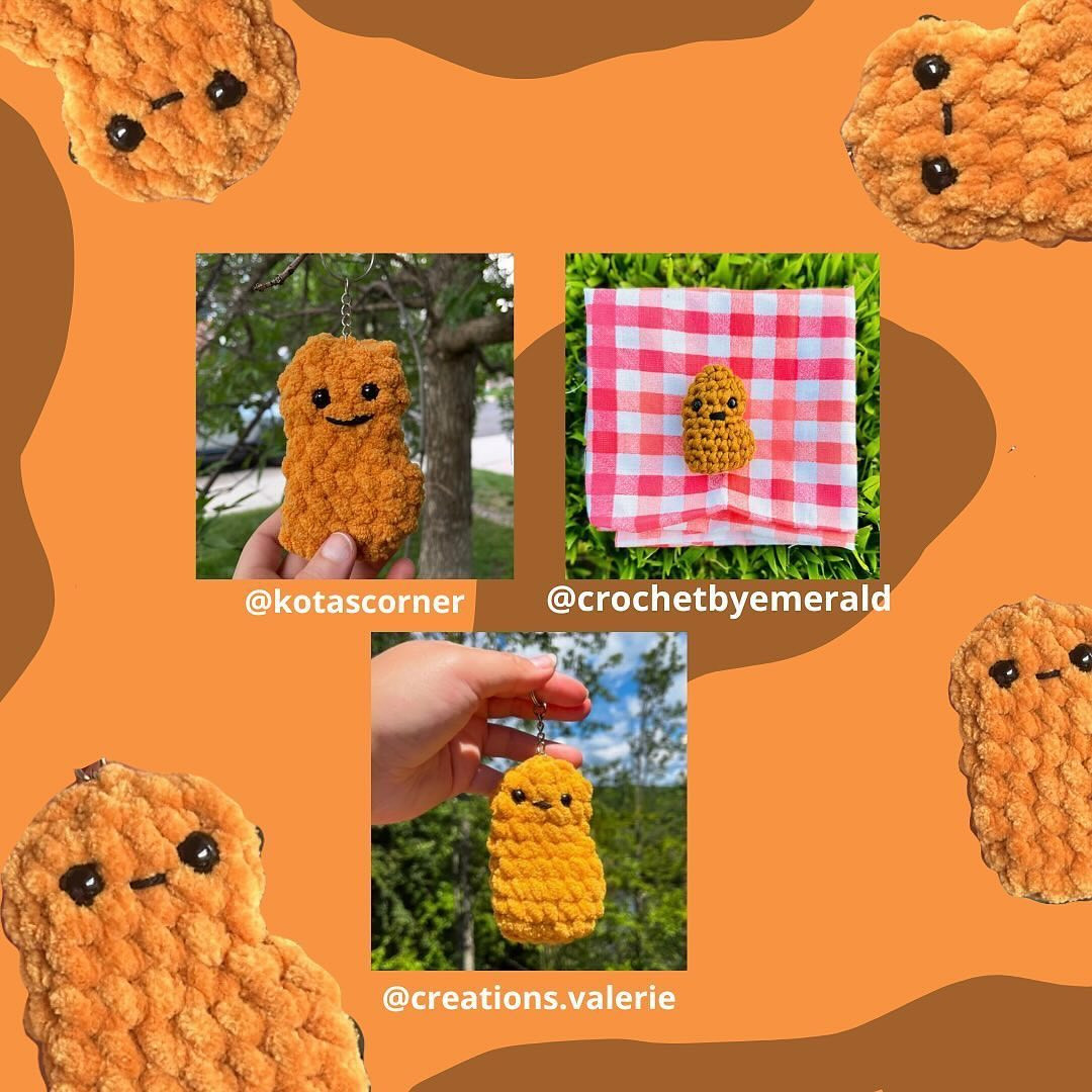 Free Easy No-Sew Crochet Chicken Nugget Keychain Pattern