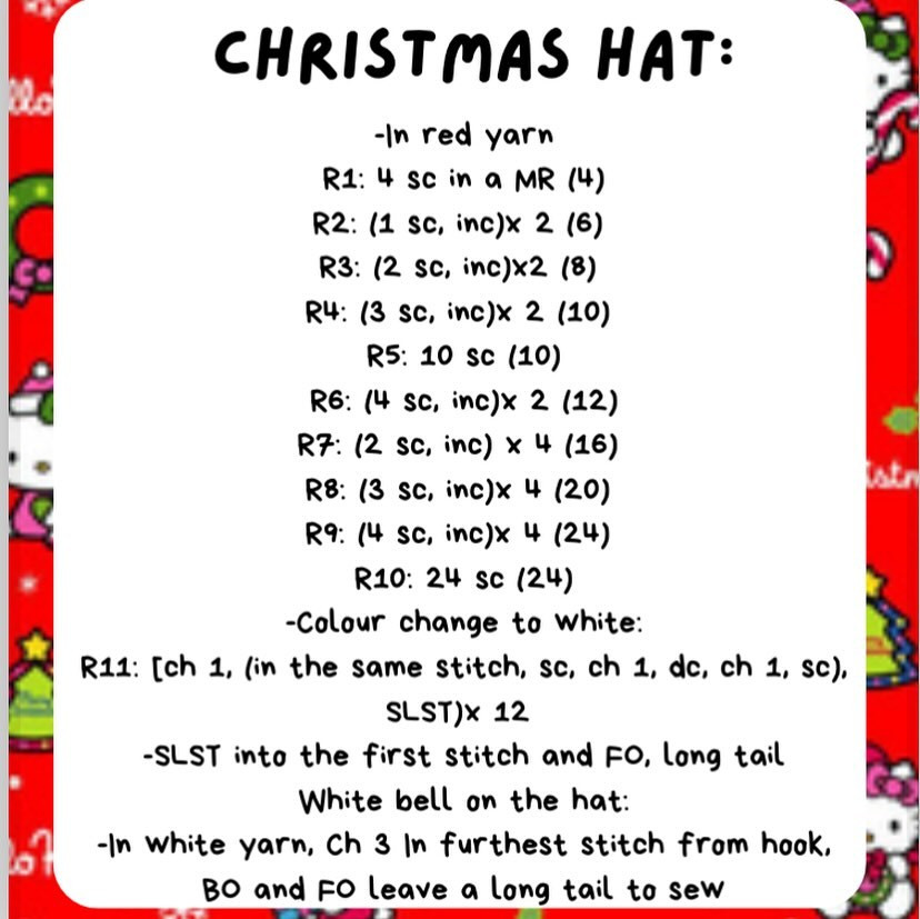 Free Hello Kitty Christmas Crochet Pattern