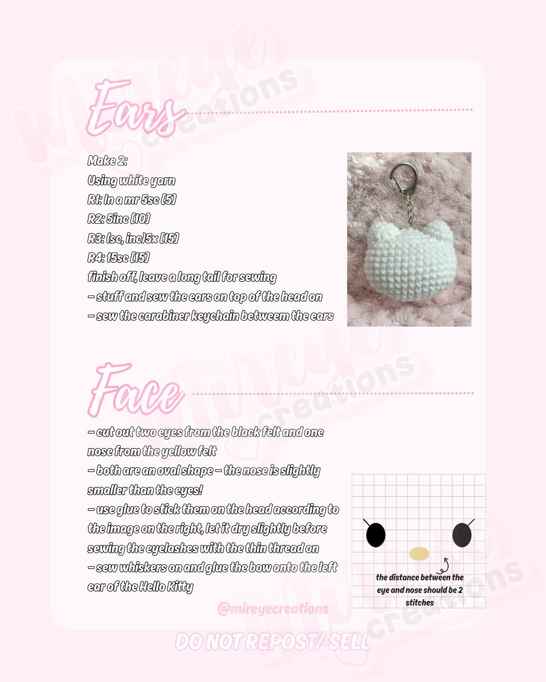 Free Hello Kitty Keychain Crochet Pattern