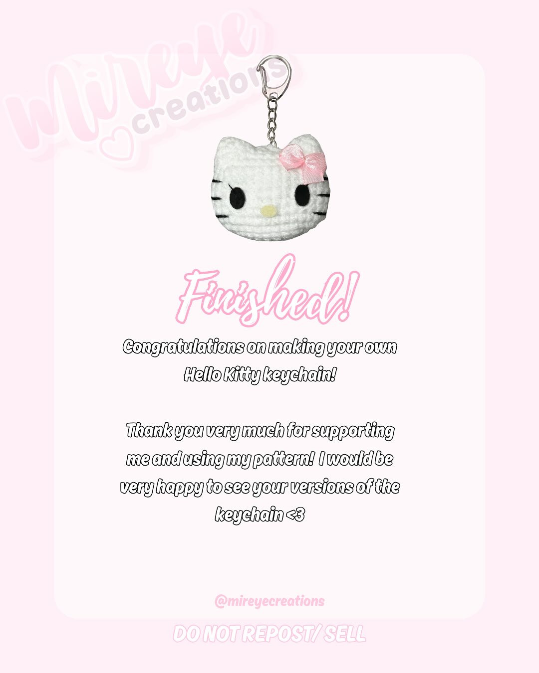 Free Hello Kitty Keychain Crochet Pattern