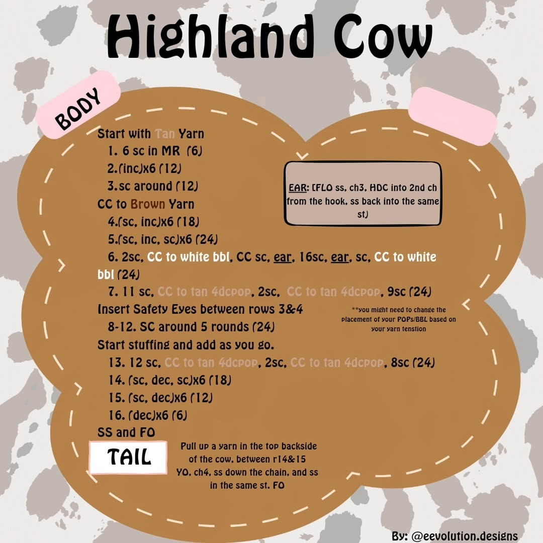 Free Highland Cow Crochet Pattern