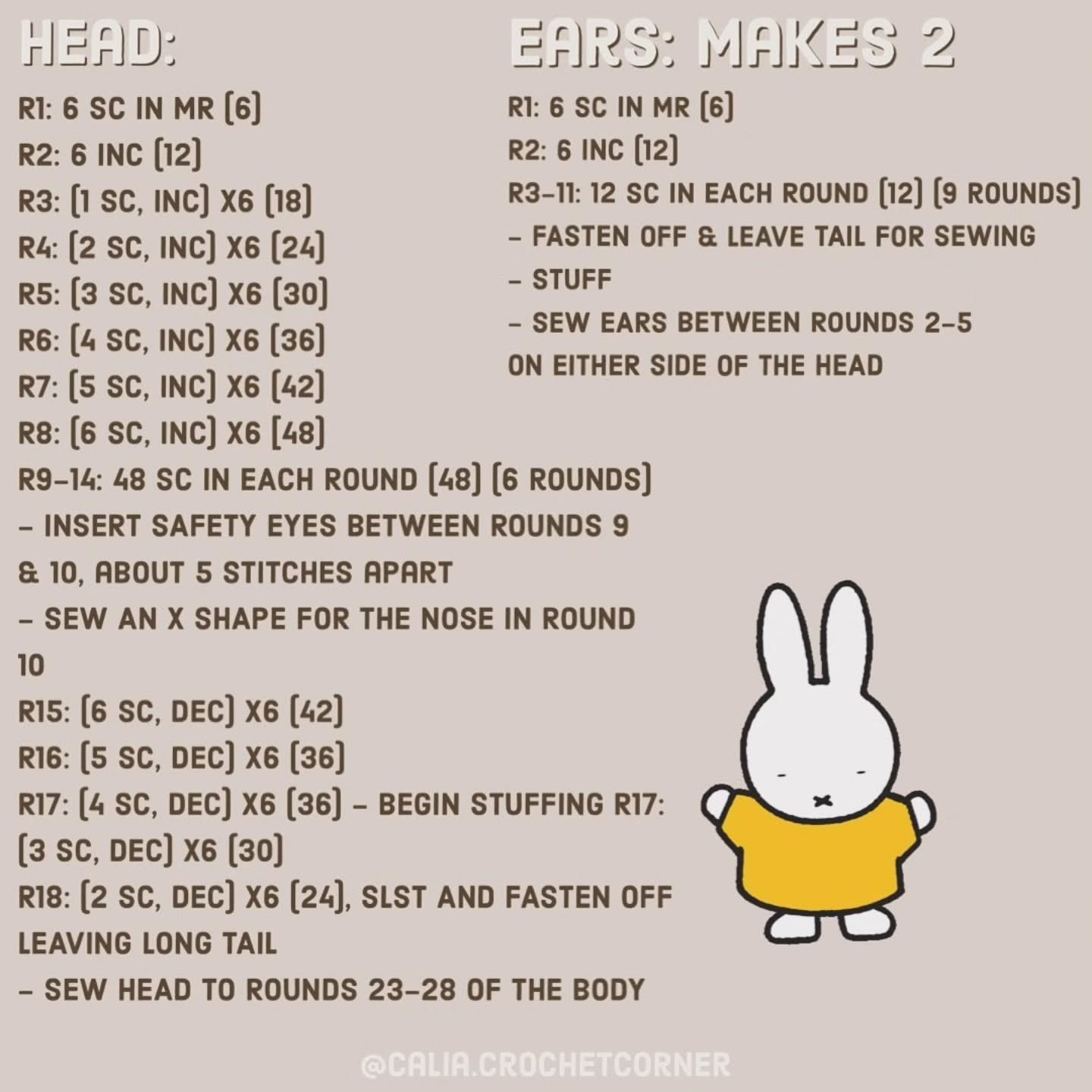Free Miffy Crochet Pattern: Amigurumi Bunny