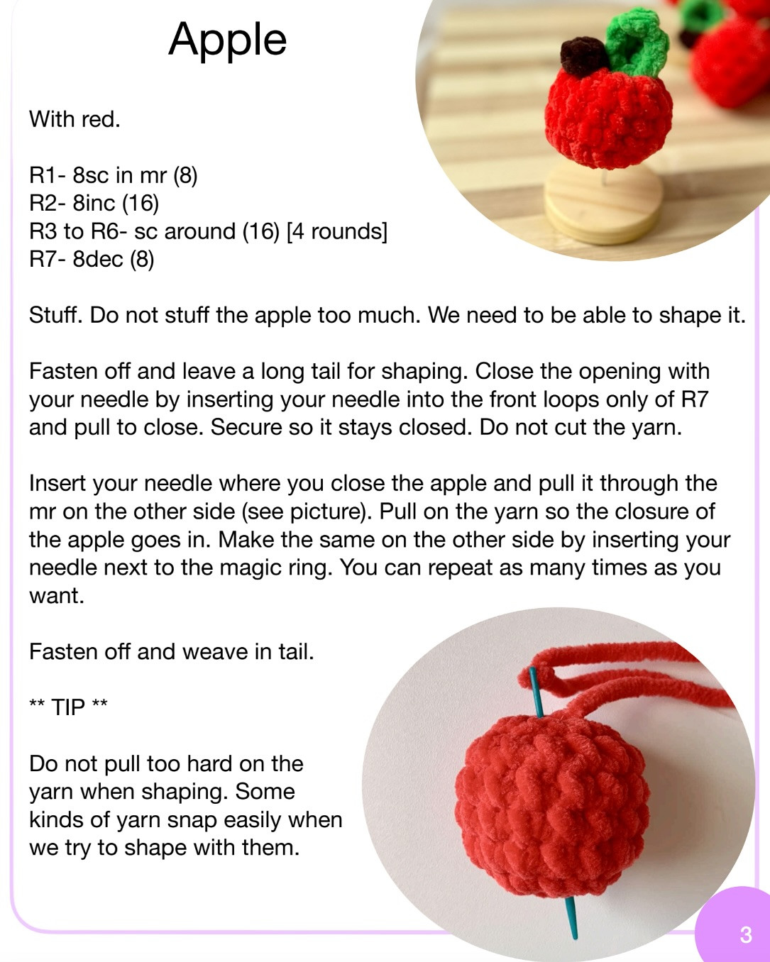 Free Mini Apple Keychain Crochet Pattern