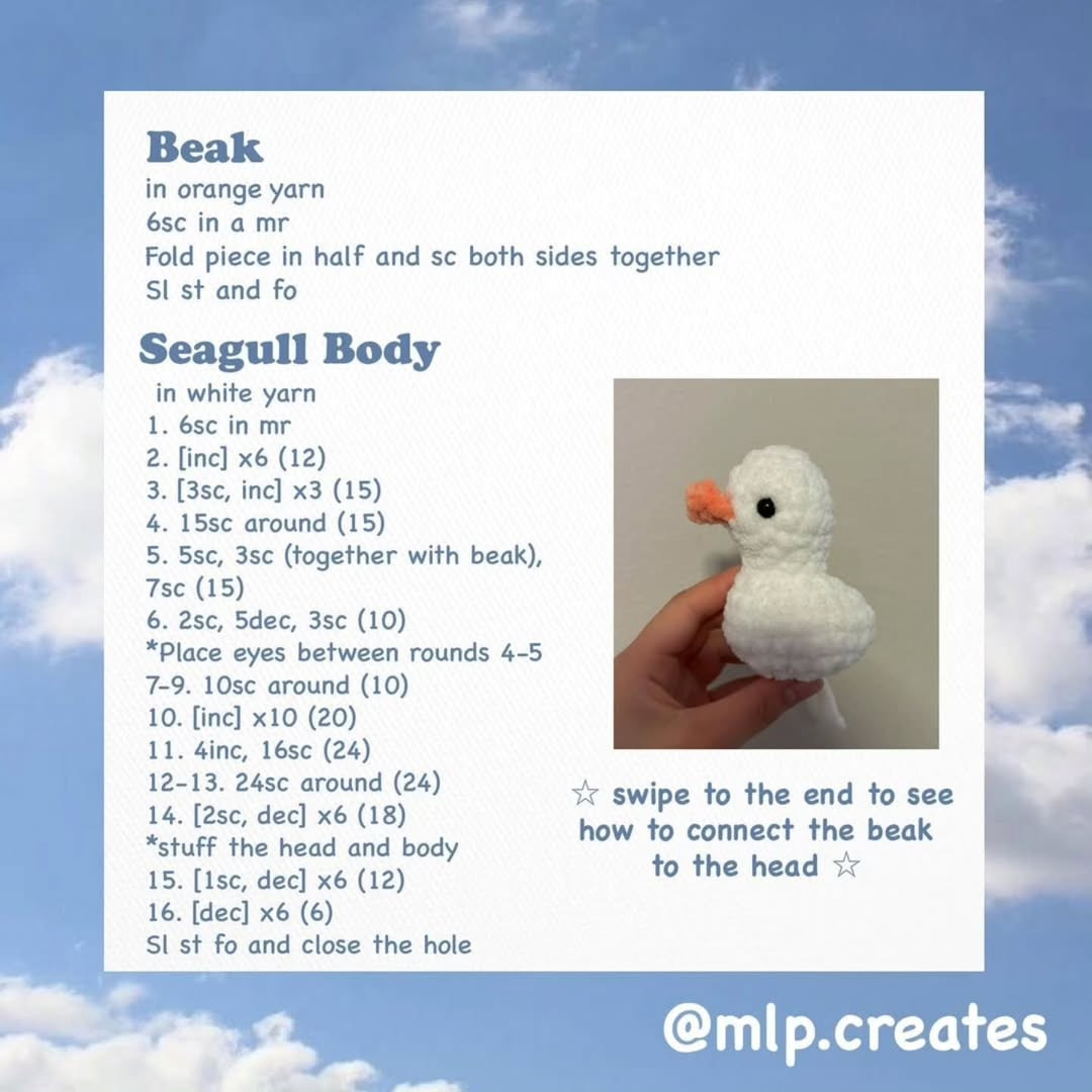 Free Mini Seagull Crochet Pattern: Low-Sew