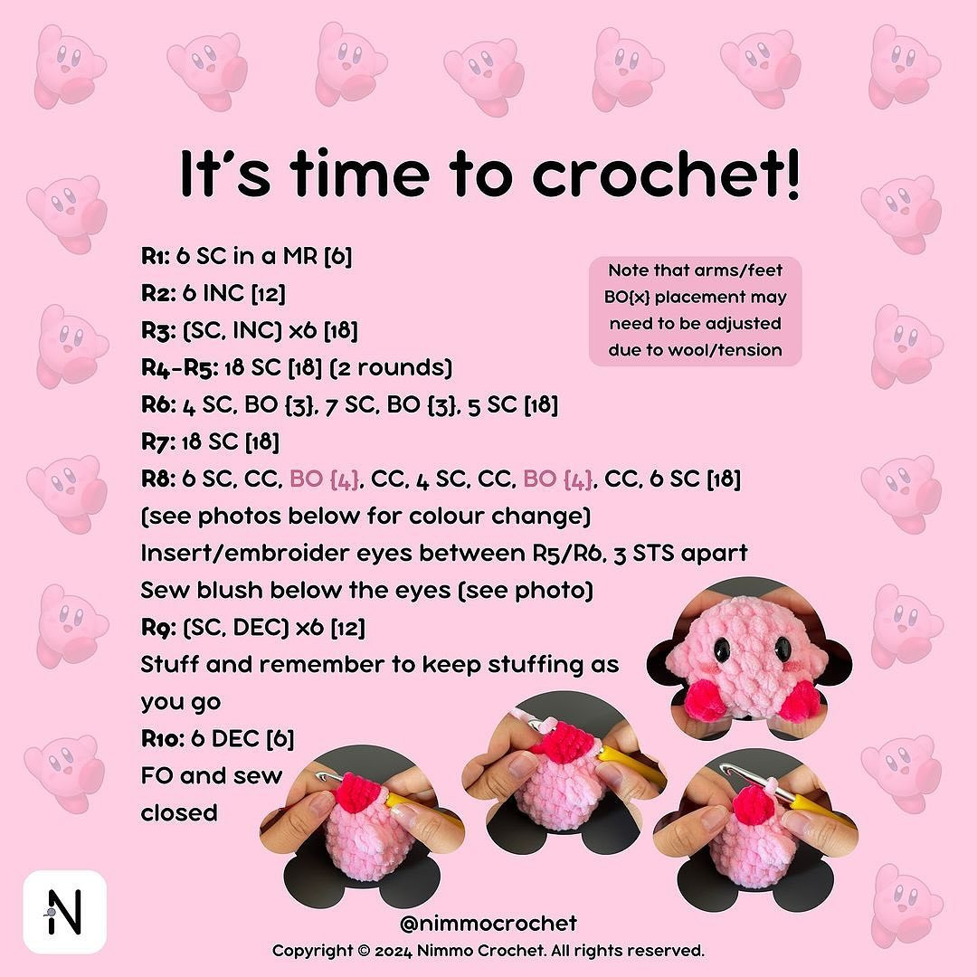 Free No-Sew Crochet Kirby Pattern
